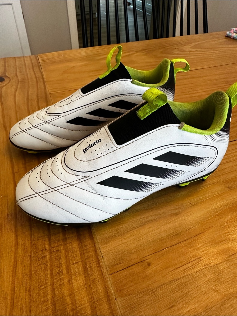 adidas White & Lime Goleto Soccer Cleats
